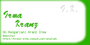 irma kranz business card